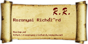 Rozsnyai Richárd névjegykártya